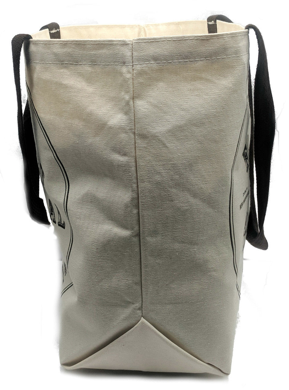 SIDE VIEW of the tote showing the depth of the gusset