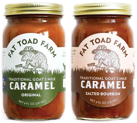 side by side jars of the classic caramel and salted bourbon caramel