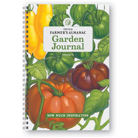Garden Journal with illustrations of tomatoes and peppers on a white background