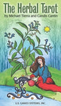 cover image for the Herbal Tarot deck featuring herbs and esoteric symbols