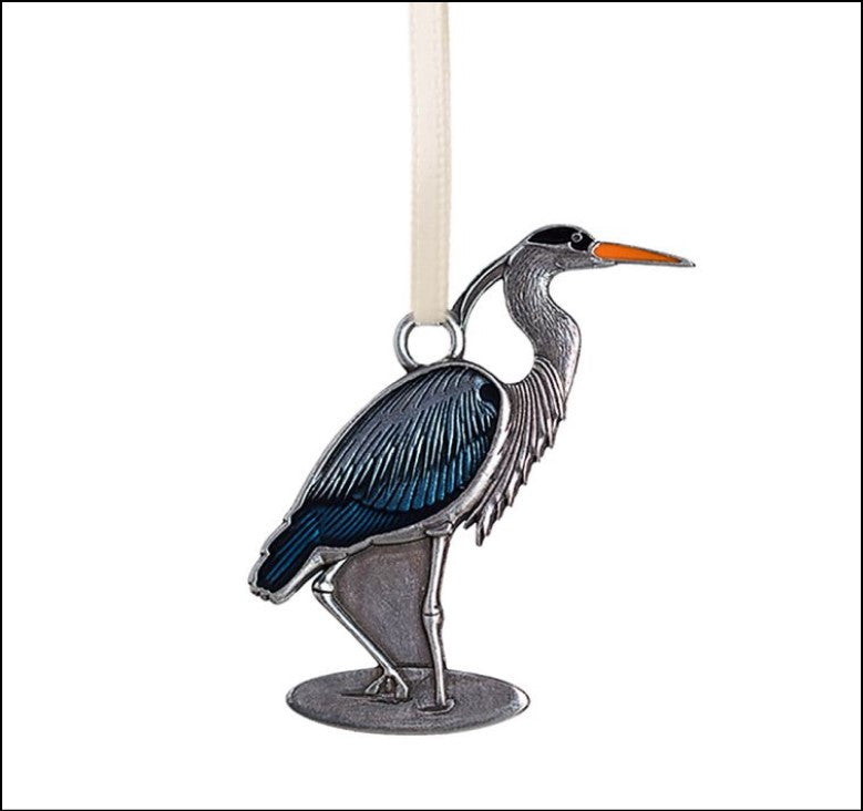 Blue Heron Pewter Ornament