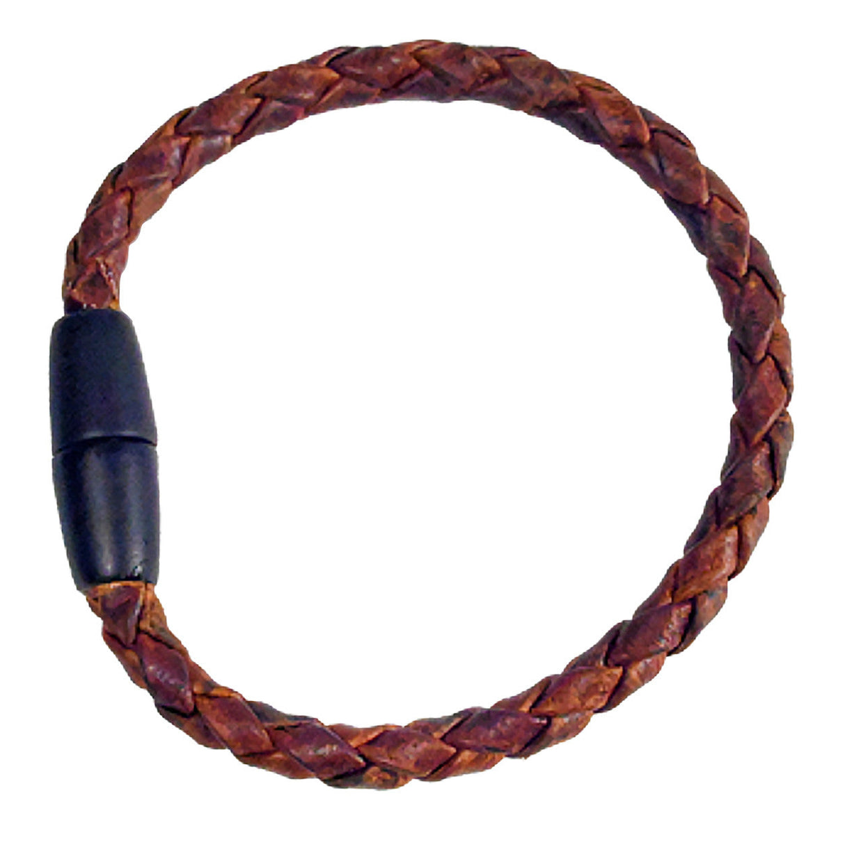 braided moose leather bracelet in a rich, deep brown leather with a sleek magnetic clasp