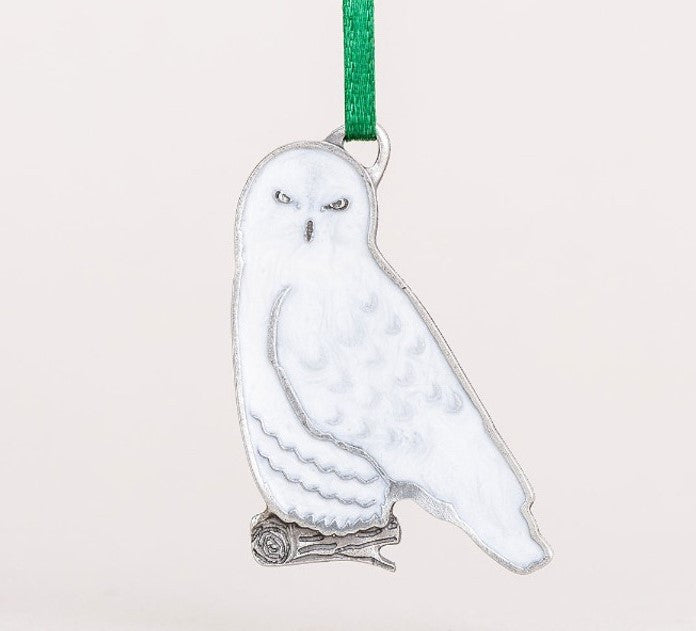 Snowy Owl Pewter Ornament