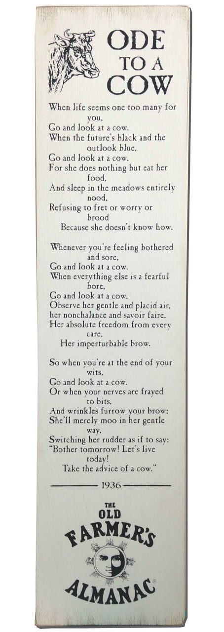 Almanac Wooden Sign - Ode to a Cow