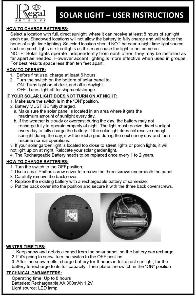 the instruction page for replacing the lantern battery
