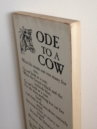 Almanac Wooden Sign - Ode to a Cow