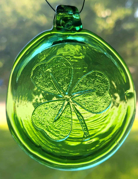 Green Suncatcher with a Shamrock Design