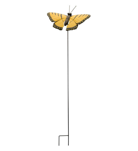Butterfly Stake featuring a detailed Swallowtail butterfly, showcasing its vibrant colors and realistic design atop a 46-inch stake