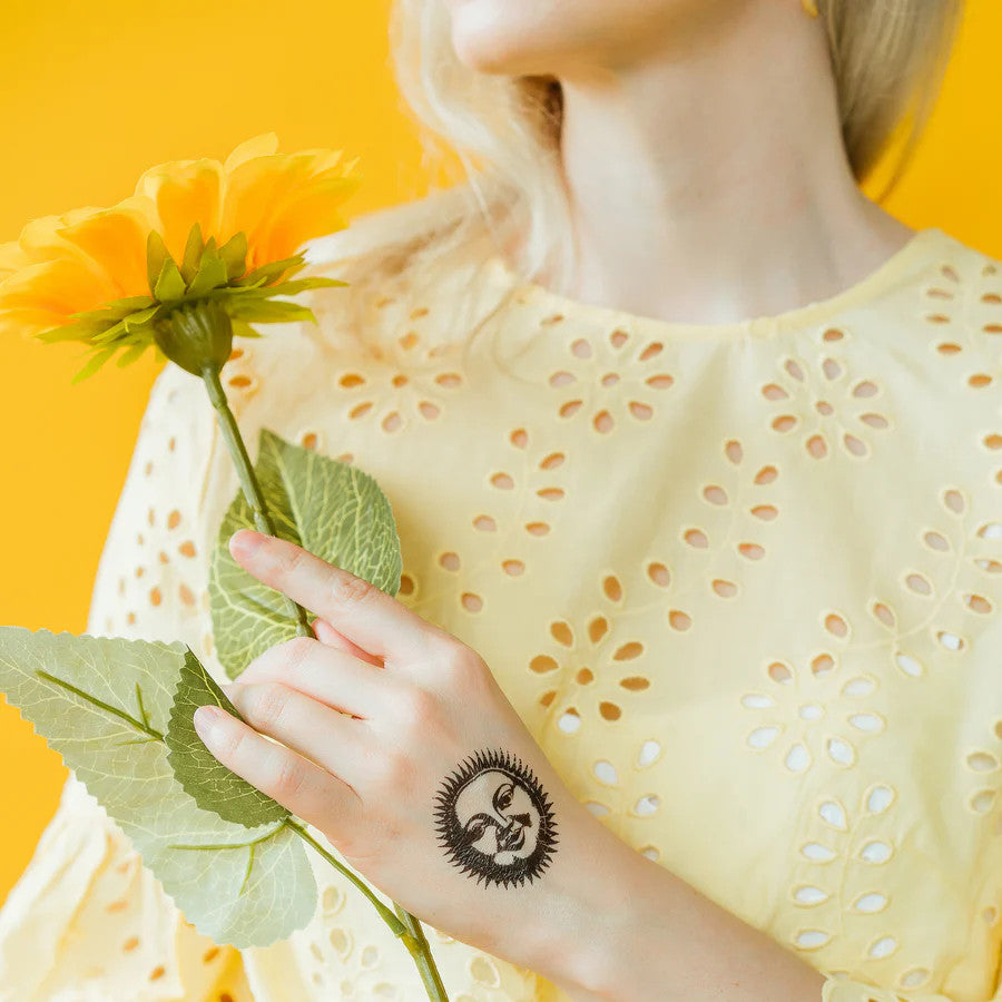 Vintage Sun Temporary Tattoo Pair