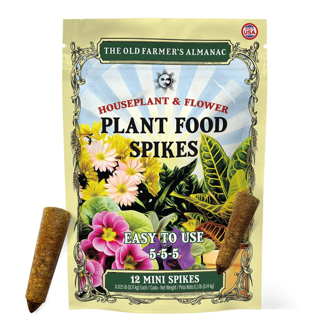 The Old Farmer's Almanac Houseplant & Flower 5-5-5 Plant Food Spikes (12 Mini Spikes)