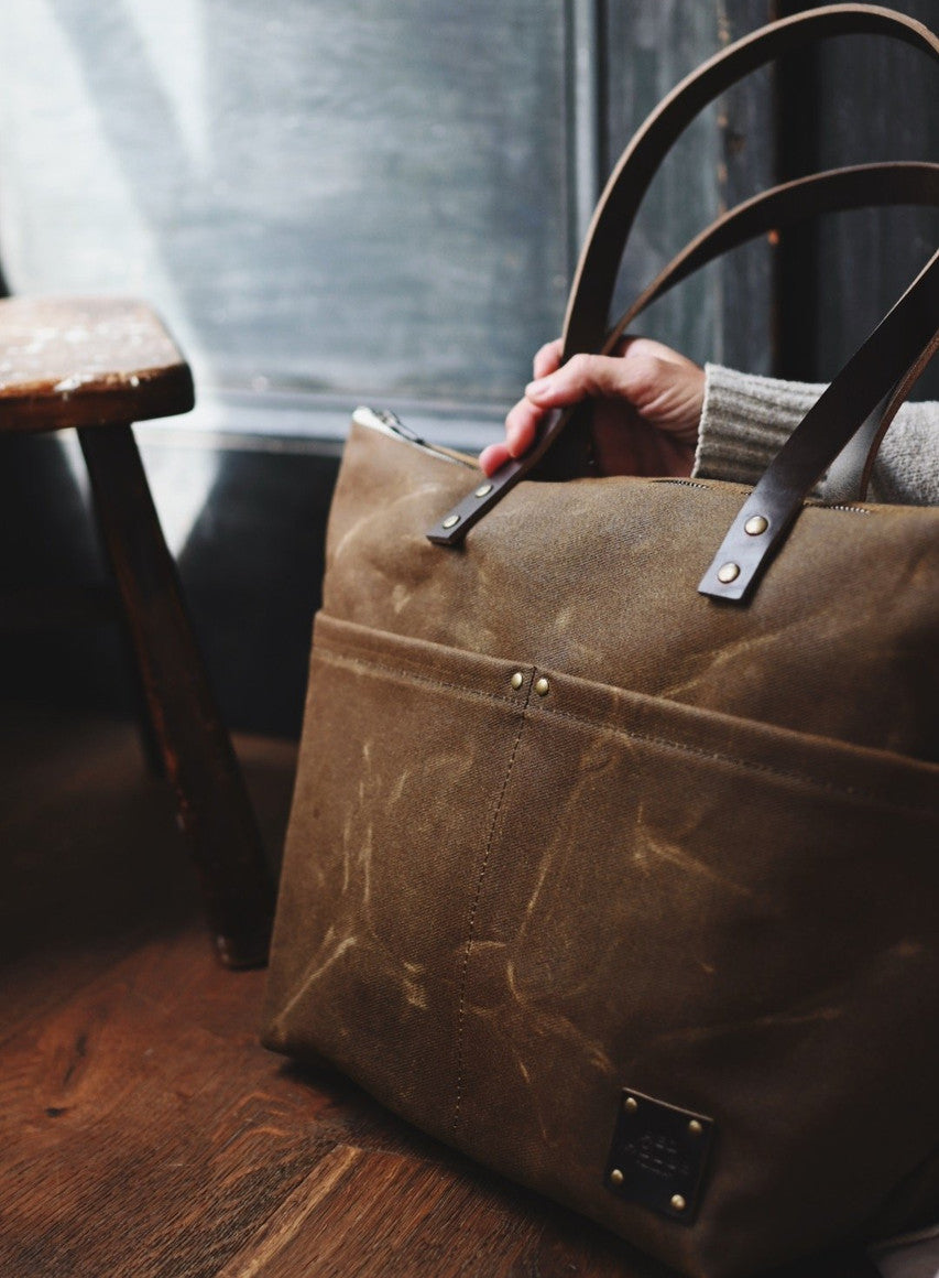 The Medium Zip Tote - Waxed Canvas Bag