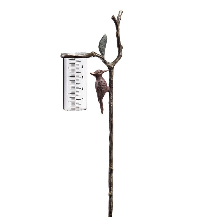 Woodpecker Wide Mouthed Rain Gauge Garden Stake