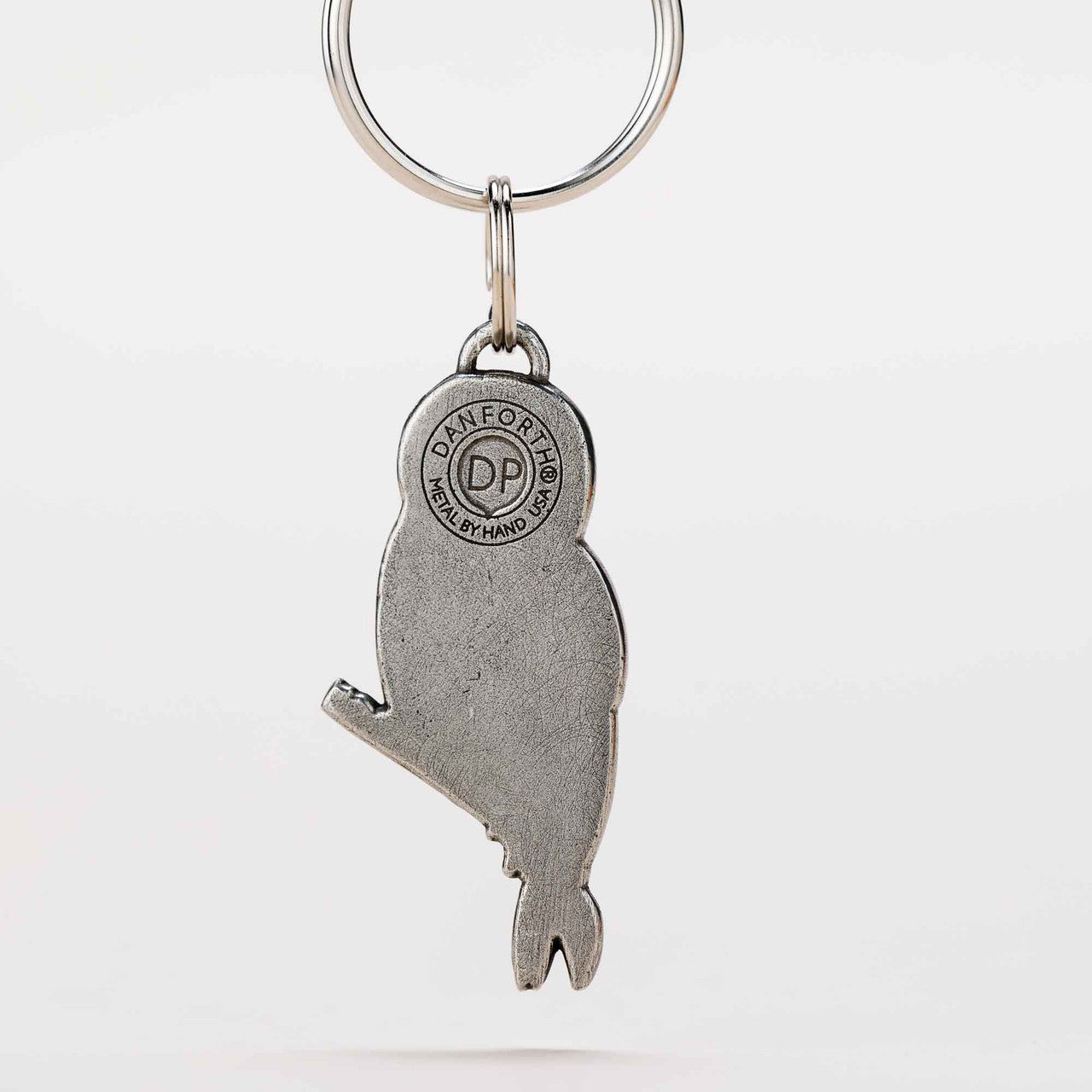 back of the barred owl keyring, all pewter