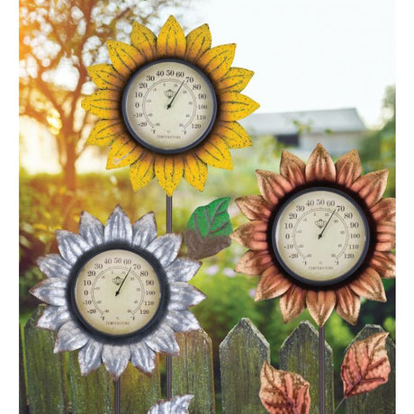 Flower Thermometer Stake - Yellow