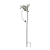 Metal garden stake with solar-powered flower light