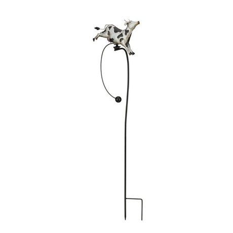 Metal garden stake with solar-powered flower light