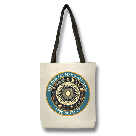 Tote bag with 'The Old Farmer's Almanac' design on a white background