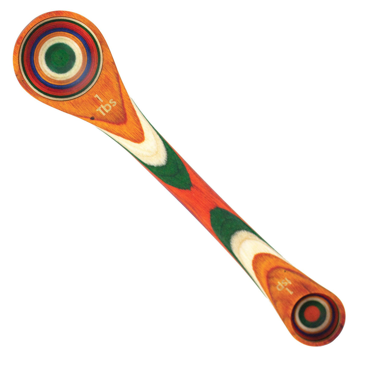Double sided wooden measuring spoon, 1 tsp and 1/2 tsp