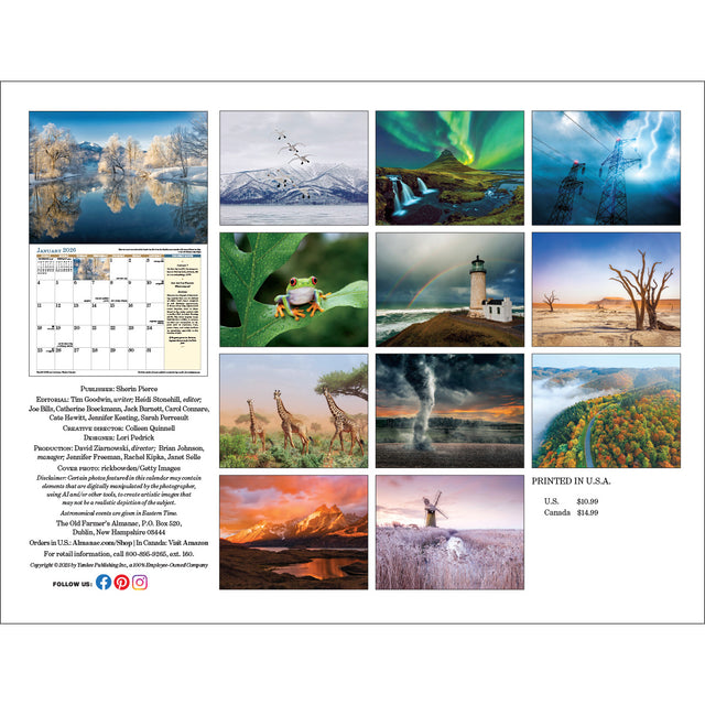 the back cover of the 2026 weather calendar showing the interior images