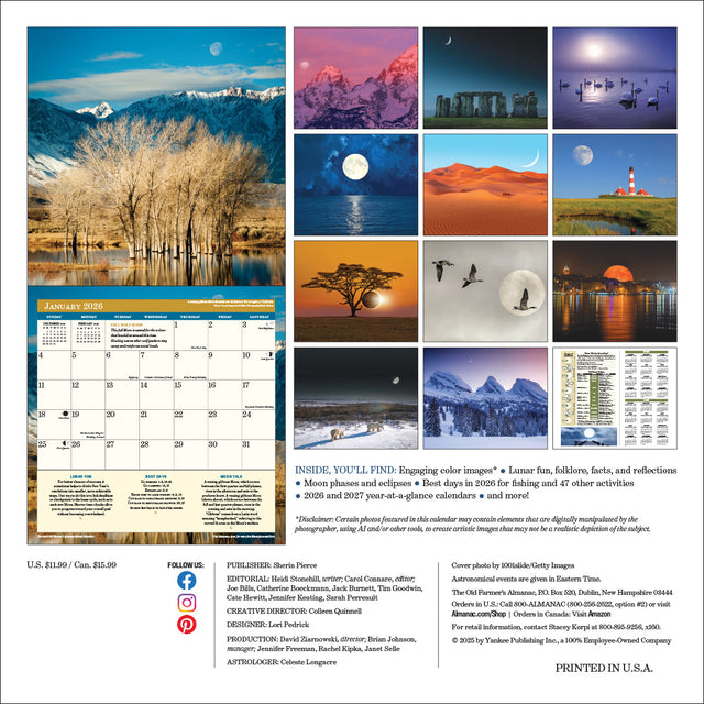 the back cover image of the 2026 Moon Calendar featuring the spread of images in the calendar