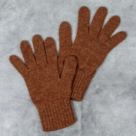 Alpaca fleece gloves shown in Brown