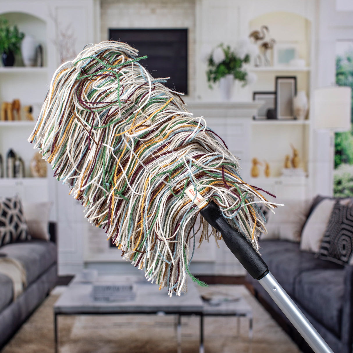 Hand duster with telescoping handle, made in Vermont from real wool