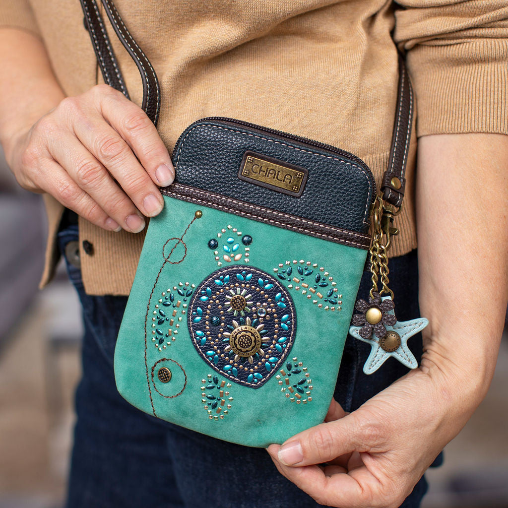 Dazzled Cell Phone Crossbody - Sea Turtle