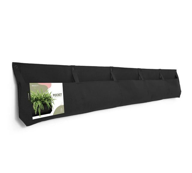 the five pocket wall planter shown at a slight angle to give a feel for the width of the planter in space