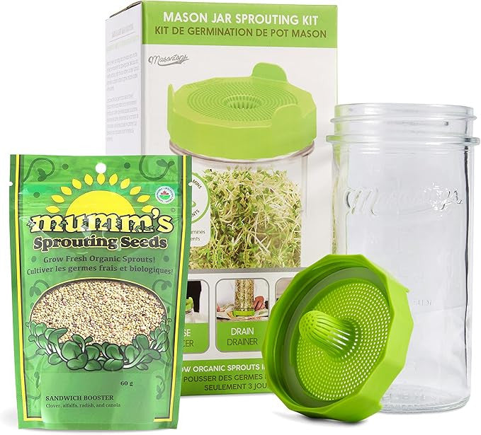Mason Jar Sprouting Kit with Seeds