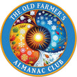 the old farmer's almanac club badge with an abstract design combining elements of the seasons