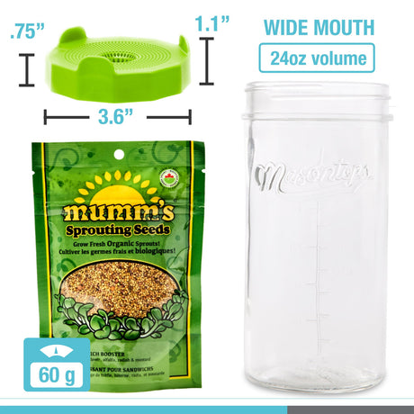 Mason Jar Sprouting Kit with Seeds