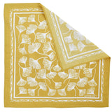 Yellow bandana with white ginkgo leaf pattern on a white background