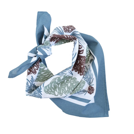 tied bandana with pinecone design on a white background