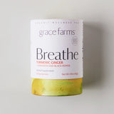 Grace Farms Breathe turmeric ginger tea package on a white background