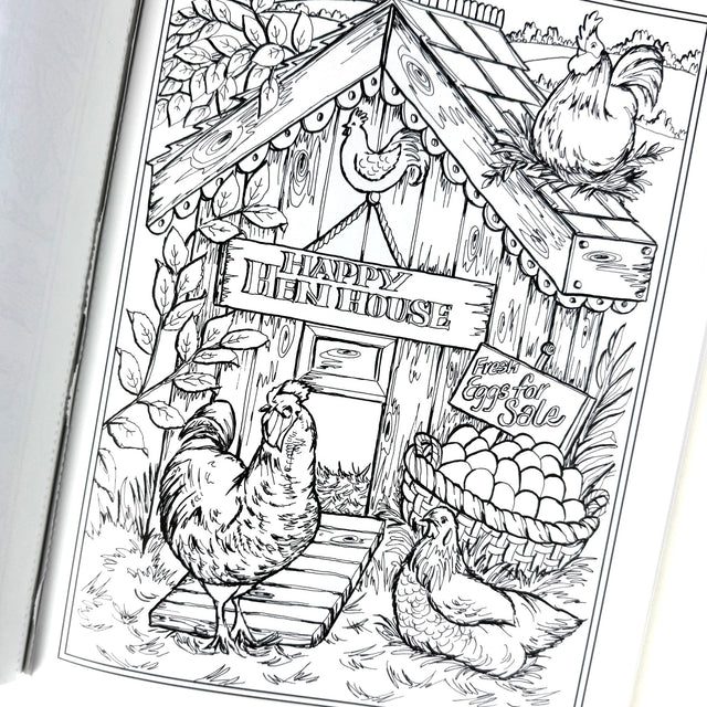 Country Farm Scenes Coloring Book