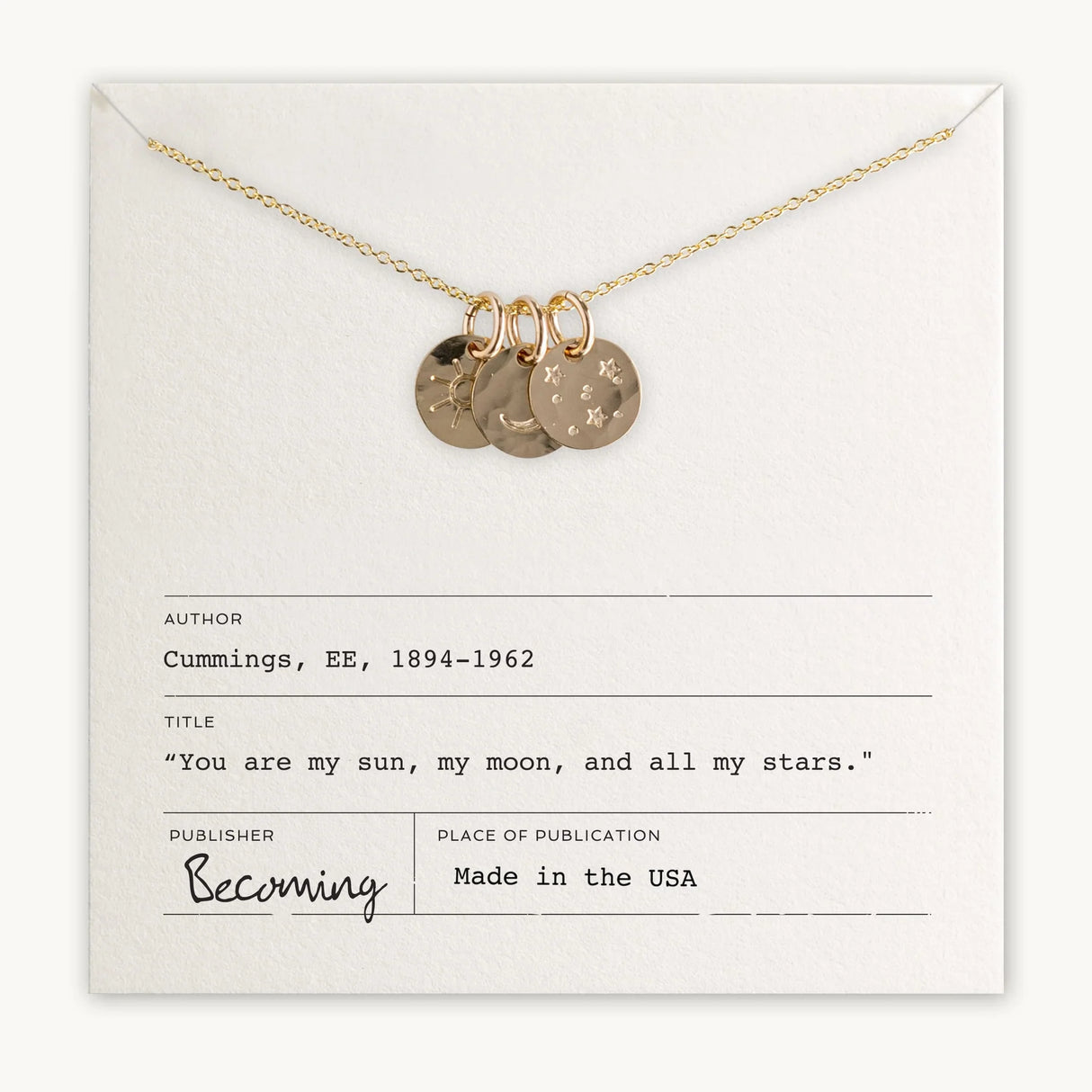 Cummings Sun Moon & Stars Necklace - Silver or Gold