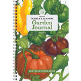 Garden Journal with illustrations of pumpkins, tomatoes, and peppers on a white background