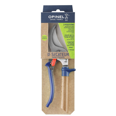 Opinel hand pruner packaging with tool inside on a white background