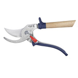 Gardening shears with a wooden handle on a white background