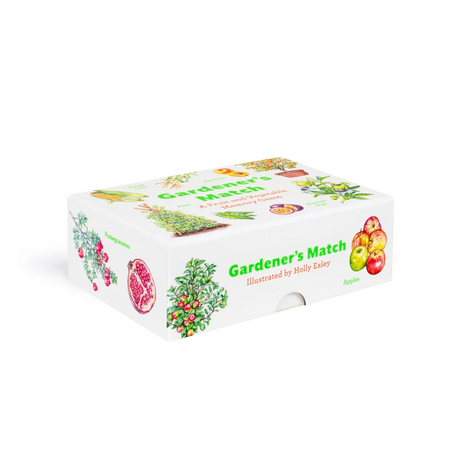 Box of 'Gardener's Match' illustrated by Holly Exley on a white background