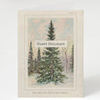 a greeting card with a vintage illustration of a balsam fir with the text "Happy Holidays"