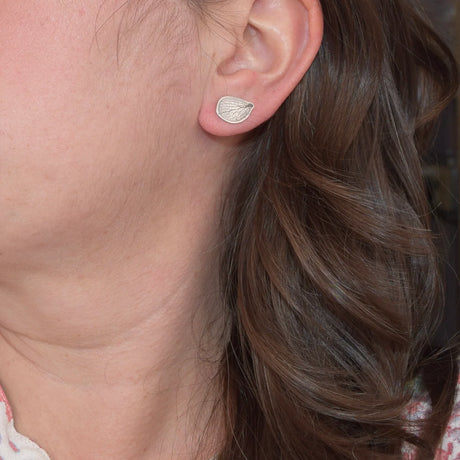 Pressed Hydrangea Studs - Brass or Silver
