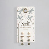 Stud Trio Ear Jacket Set - Gold Dragonfly + African Turqoise