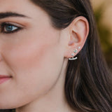 Stud Trio Ear Jacket Set - Silver Moon + Turquoise