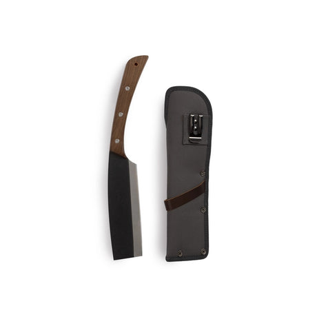 the japanese nata hatchet alongside its protective belt worn sheath