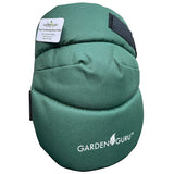 Green gardening knee pad with 'Garden Guru' branding on a white background