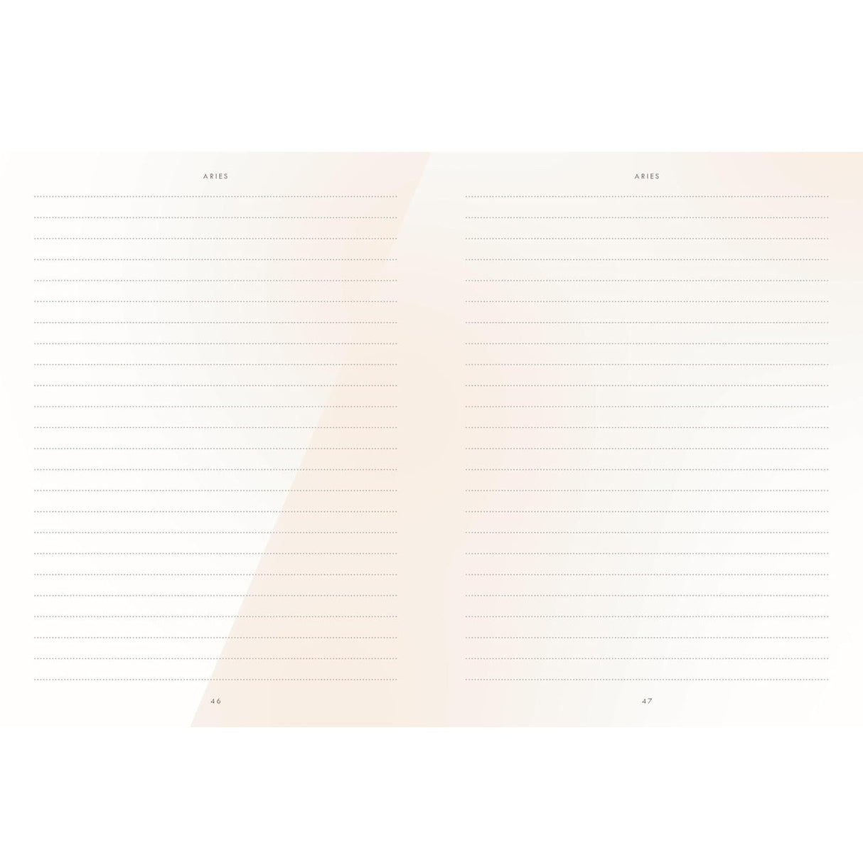 lined interior pages of the journal with diagonal gradient in peach grey tones