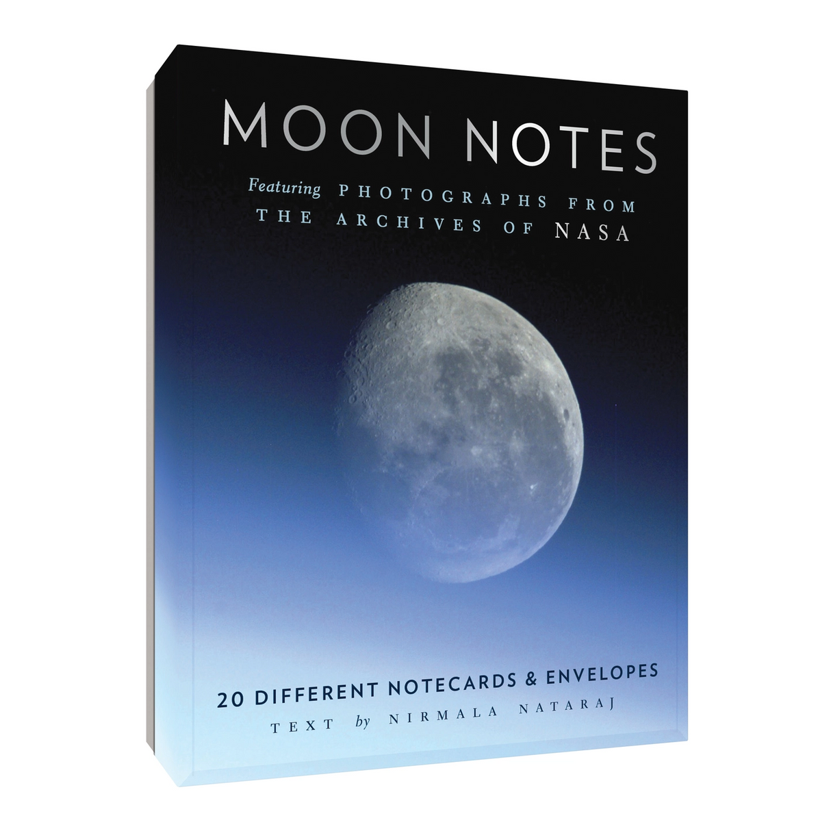Notecard box with image of the moon -  'Moon Notes' with NASA moon image on cover