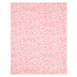 Floral patterned blanket with pink flowers on a white background