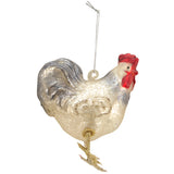 Decorative rooster ornament with a red comb on a white background